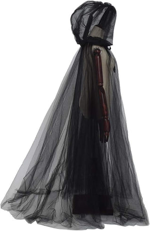 Sheer Cape with Hood in Black