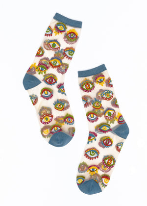 Evil Eye Sheer Crew Sock