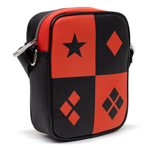 Harley Quinn Diamonds Red and Black Vegan Leather DC Comics Cross Body Bag
