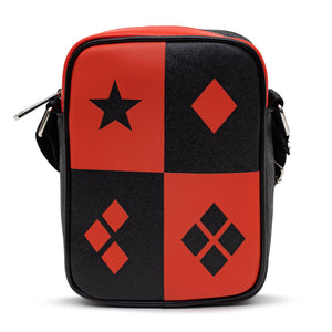 Harley Quinn Diamonds Red and Black Vegan Leather DC Comics Cross Body Bag