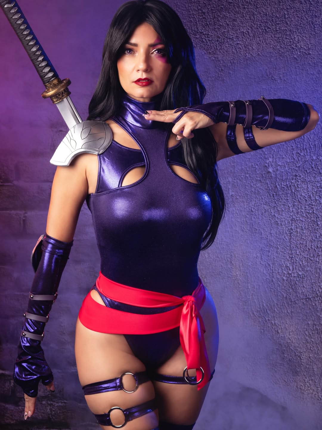 Telekinetic Assassin Rivals Costume Onepiece in Metallic Hologram Purple