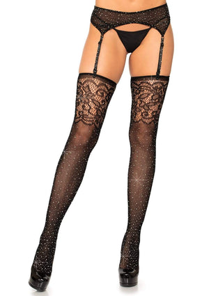 Rhinestone Fishnet Stockings in Black