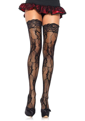 Romantic Thigh High Stockings in Black