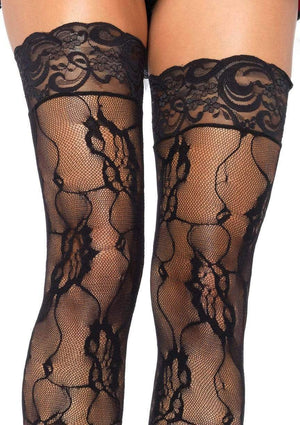 Romantic Thigh High Stockings in Black
