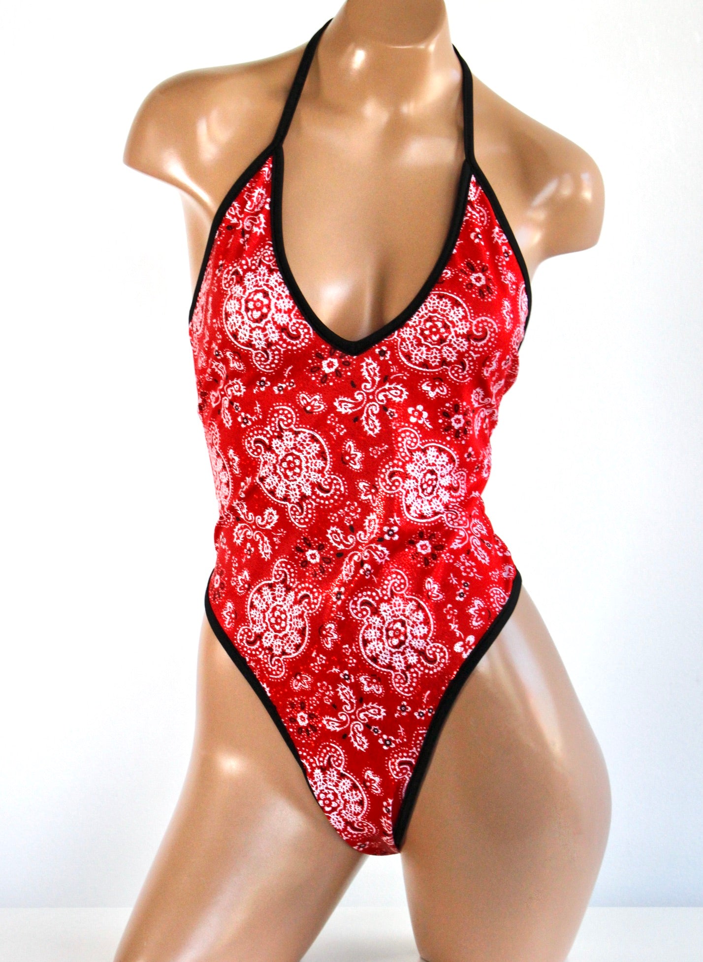 Highcut Sideboob One Piece Swimsuit in Red - The Sugarpuss Collection