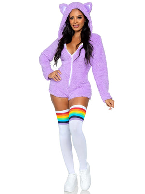 Fluffy Cuddle Kitty Long Sleeve One-piece Suit in Lavender