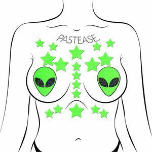 Glow-In-The-Dark Alien Pasties with Mini Glow Stars by Pastease®