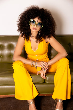 Flare Bell Bottoms and Vest Top Set in Yellow