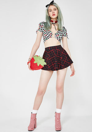 Retro Plaid Flirty Circle Skirt in Black and Red