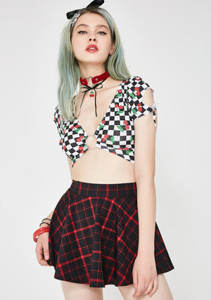 Retro Plaid Flirty Circle Skirt in Black and Red- Last One!