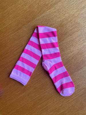 Striped Over the Knee Socks in Baby Pink and Hot Pink