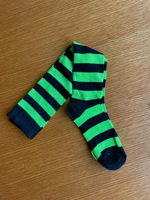 Green and Black Striped Over the Knee Socks