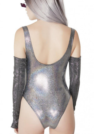 Hologram Suspender Rioback Swimsuit in Silver