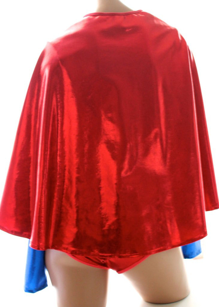 Red superhero cape on a mannequin with a white background