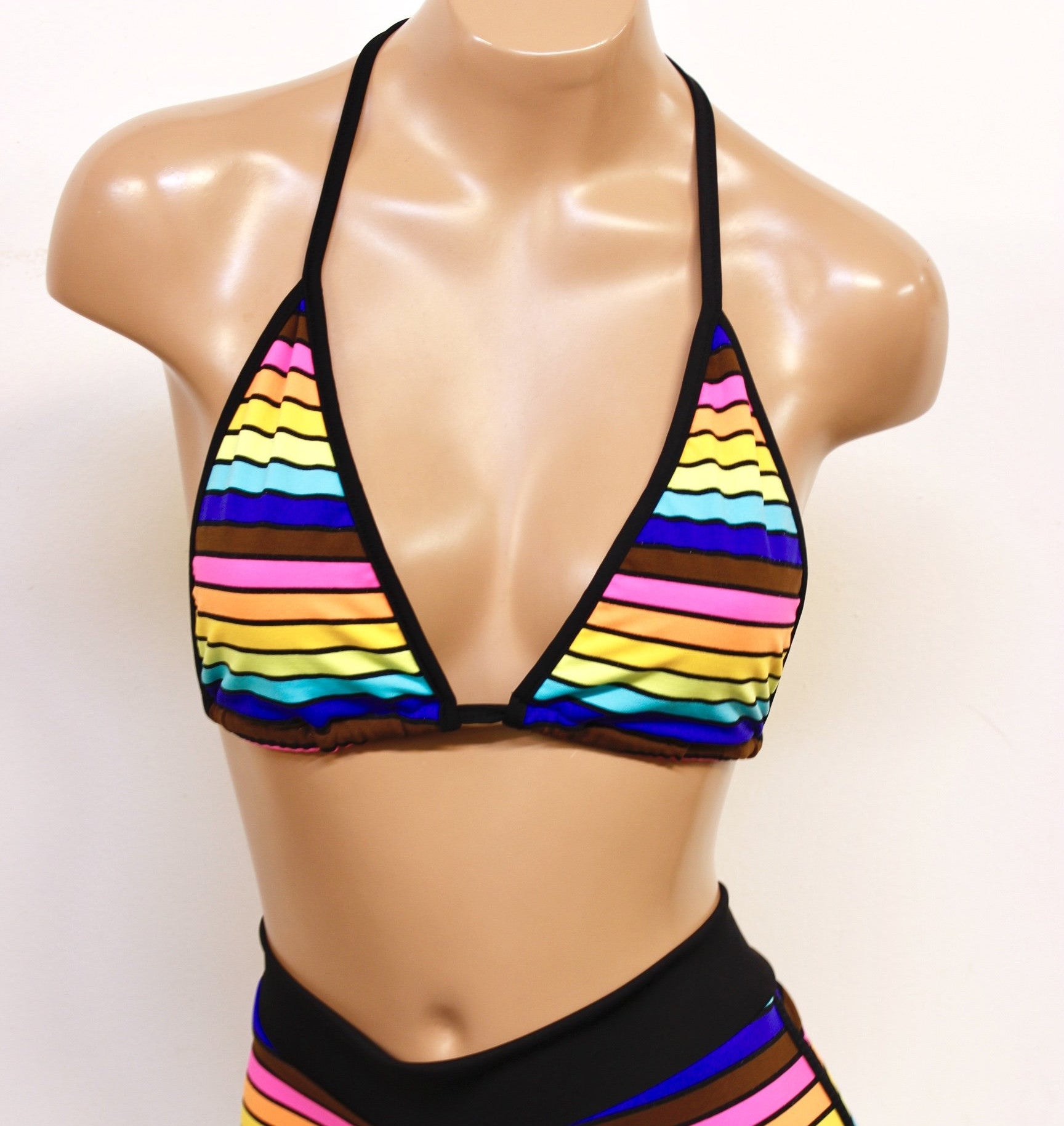 Rainbow Tide Banded Triangle Bikini Top