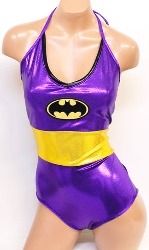 Purple Bat Hero Costume Set with Onepiece and Cape