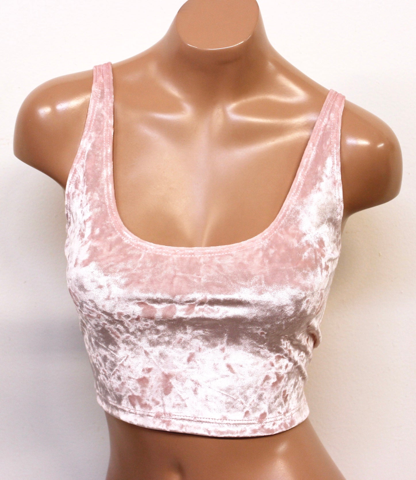 Crushed Velvet Crop Tank in Baby Pink - The Sugarpuss Collection