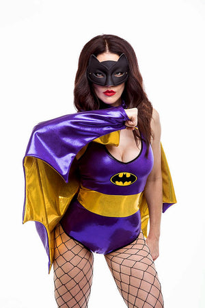 Purple Bat Hero Costume Set with Onepiece and Cape