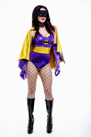 Purple Bat Hero Costume Set with Onepiece and Cape