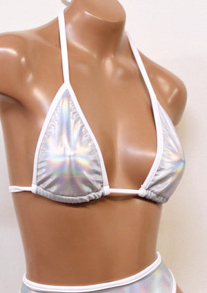 Hologram Triangle Bikini Top in Iridescent