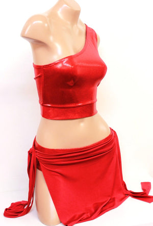 Red Assassin Crop Top and Low-rise Bottoms Set