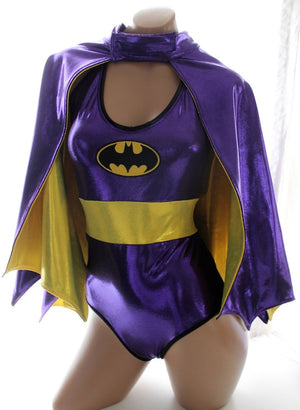 Purple Bat Hero Costume Set with Onepiece and Cape