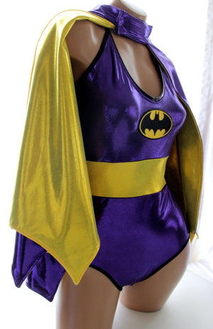 Purple Bat Hero Costume Set with Onepiece and Cape