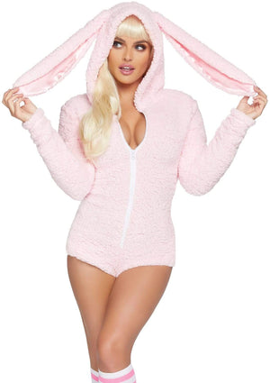 Fluffy Cuddle Bunny Long Sleeve One-piece Suit in Baby Pink
