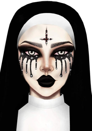 Evil Nun Adhesive Face Jewels Sticker