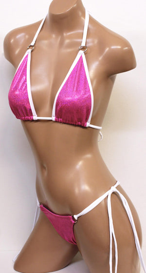Hologram String Bikini in Neon Pink