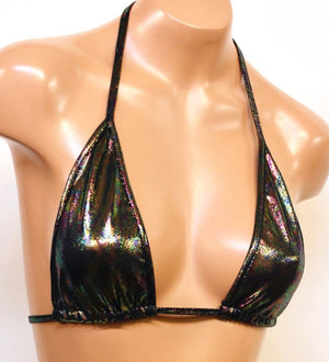 Hologram Triangle Bikini Top in Oil Slick