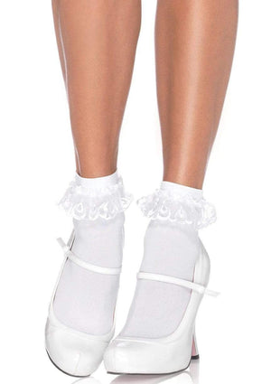 Ruffle Anklet Socks in White