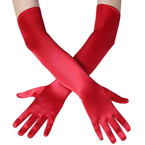 Opera Length Gloves in Red