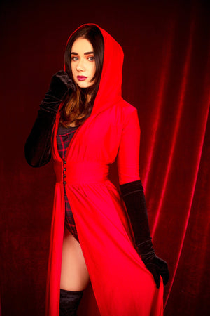 Hooded Duster Robe in Red