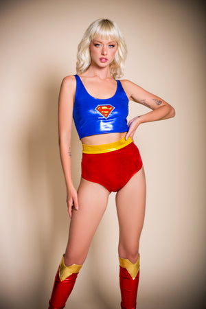 Superhero Girl Crop Tank with Highwaist Pin-Up Shorts