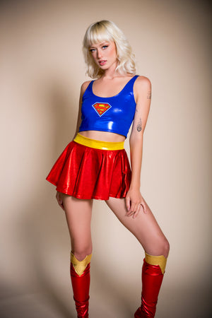 Superhero Girl Crop Tank with Mini Circle Skirt