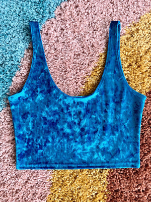 Crushed Velvet Crop Tank in Turquoise