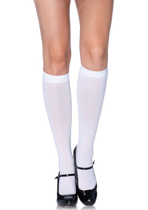 Opaque Knee High Stockings in White